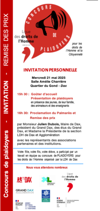 Concours : Plaidoyers pour les Droits de l’Homme